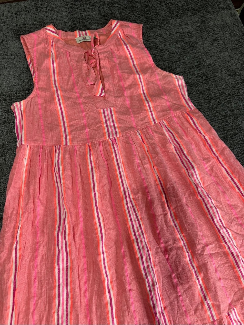 Vineyard Vines Striped Neon Colorful Pop Tiered Breezy Maxi Dress Size Medium